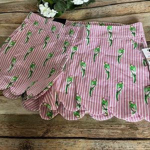 NEW Crown & Ivy Pink Tropical Bird Print Shorts Size 12P